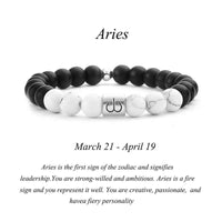 KarmaRipple's 12 Constellations of the Zodiac Authentic Frosted Stone Ivory Turquoise Bead Fortune Bracelet