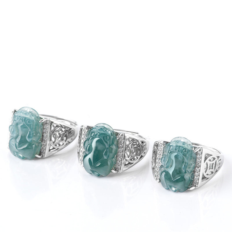 KarmaRipple's 925 Sterling Silver Fengshui Wealth Prosperity Jade PiXiu Fortune Ring p16