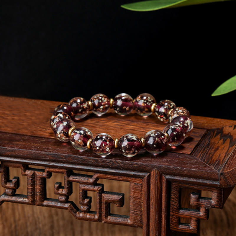 KarmaRipple's Gold Swallowing Beast Family Talisman Luminous Fluorescent Liuli Glass Bead Success Bracelet p53