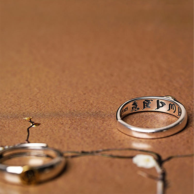 KarmaRipple's Tibetan Om Mani Padme Hum Carved Chinese Zodiac Natal Buddha Peace Ring p36