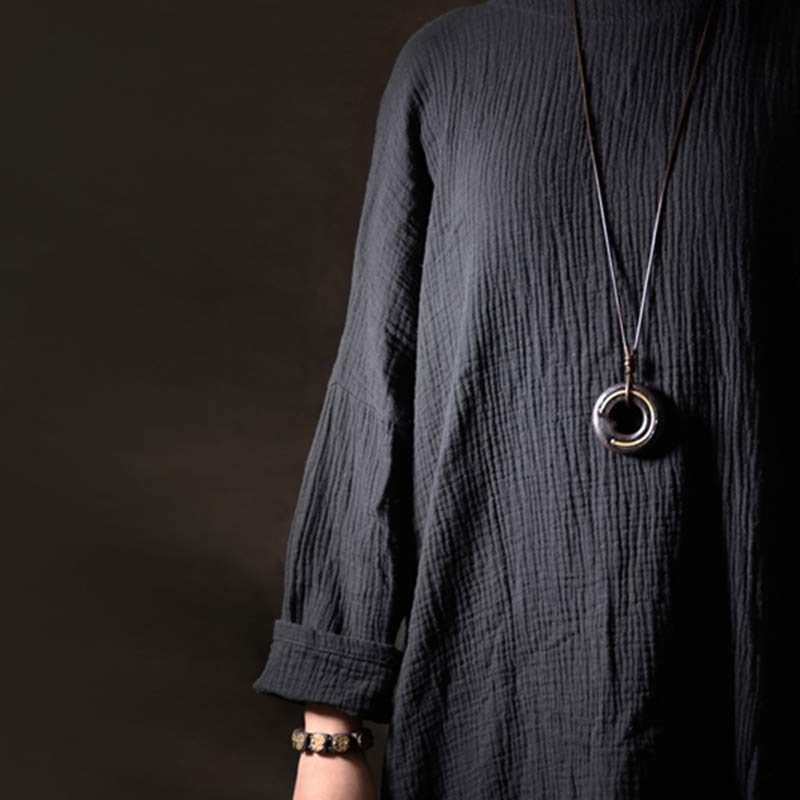 KarmaRipple's Zen Circle Ebony Wood Peace Calm Pendant Necklace p3