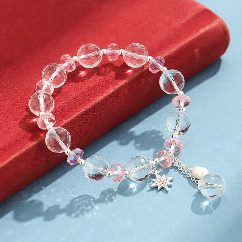 KarmaRipple's Ivory Gemstone Pink Gemstone Protection Star Talisman Bracelet p5