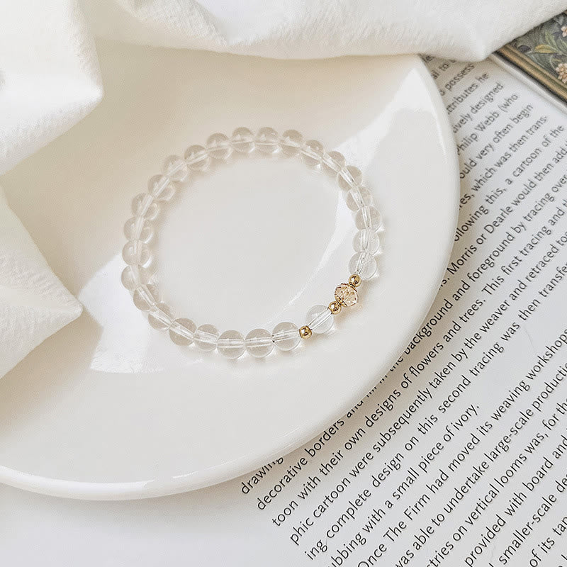 KarmaRipple's 14K Gold Plated Bronze Aquamarine Ivory Gemstone Ivory Agate Blue Gemstone Balancing Bracelet p15