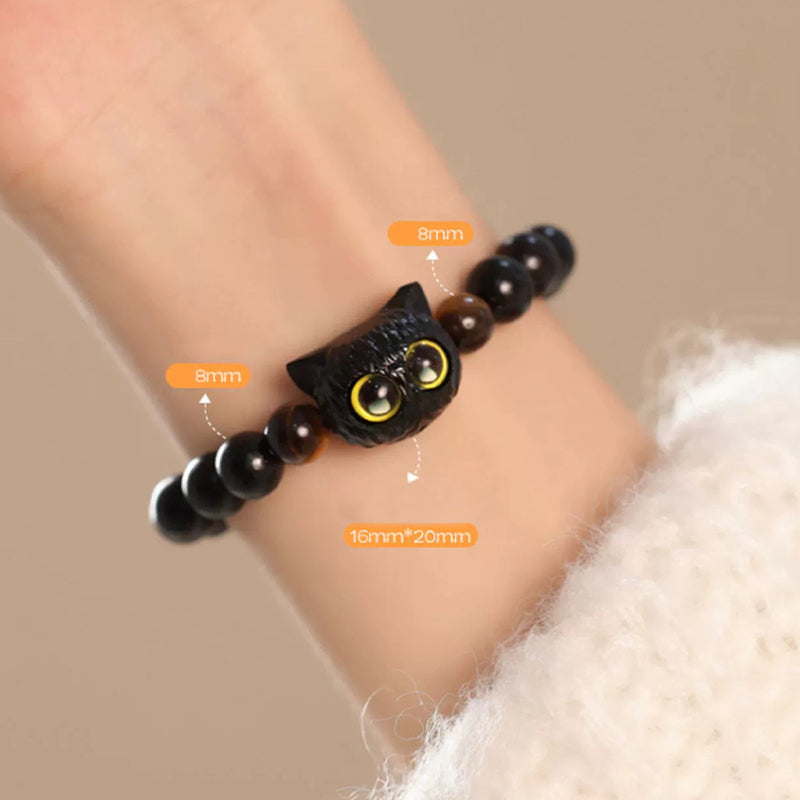 KarmaRipple's Cute Ebony Wood Cat Head Pattern Peace Bracelet p10