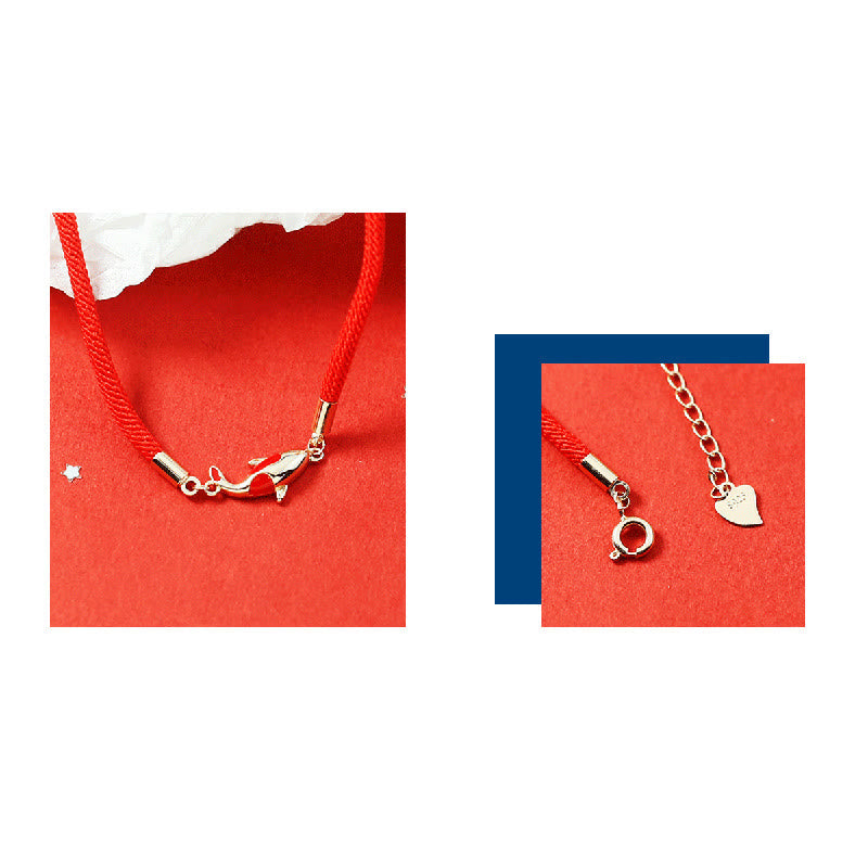 KarmaRipple's Bronze Koi Fish Wealth Pendant Necklace Red Rope Bracelet Earrings Set p9