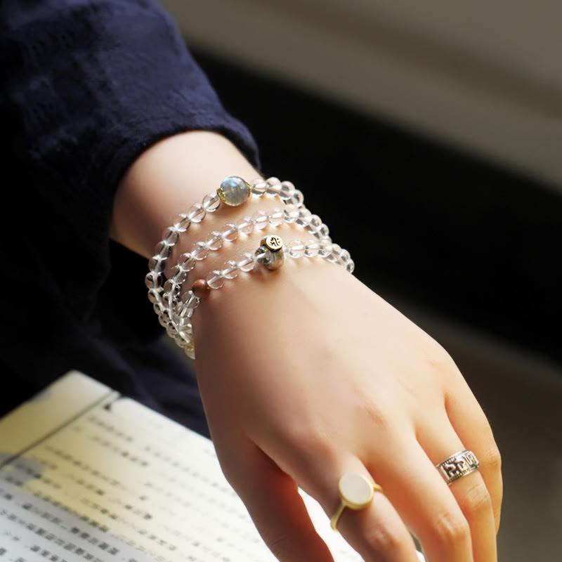 KarmaRipple's 925 Sterling Silver Chinese Zodiac Natal Buddha Ivory Gemstone Meditation Triple Wrap Bracelet p3