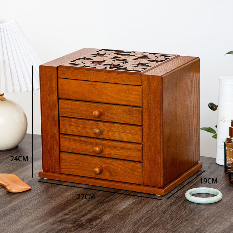 KarmaRipple's Vintage Large Capacity Wooden Jewelry Box Jewelry Storage Box With Mirror p29