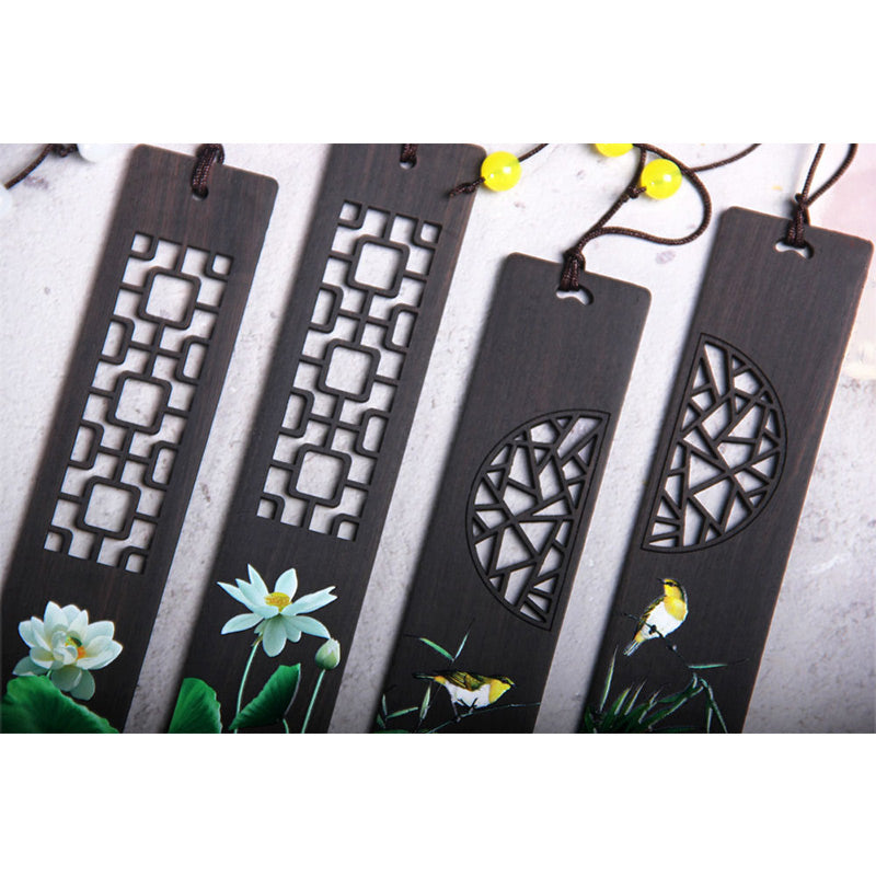 KarmaRipple's Green Lotus Bamboo Oriole Ebony Wood Bookmarks With Gift Box p11