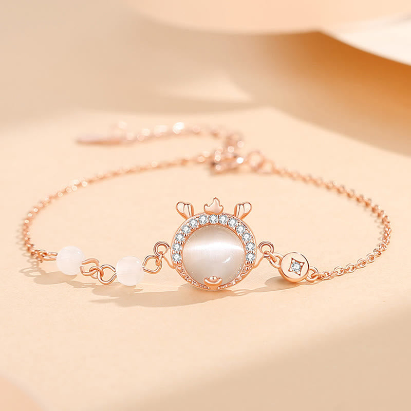 KarmaRipple's 925 Sterling Silver Year of the Dragon Cat's Eye Cute Dragon Bronze Coin Protection Bracelet Pendant Necklace Earrings ( p1