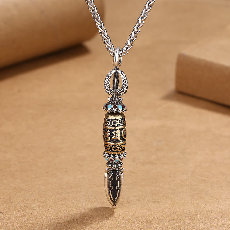 KarmaRipple's Tibetan Om Mani Padme Hum Protection Wealth Rotatable Pendant Necklace p2