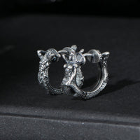 KarmaRipple's 925 Sterling Silver Dragon Hoop Pattern Protection Earrings
