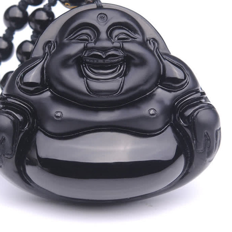 KarmaRipple's Laughing Buddha Black Obsidian Transformation Necklace Pendant p8