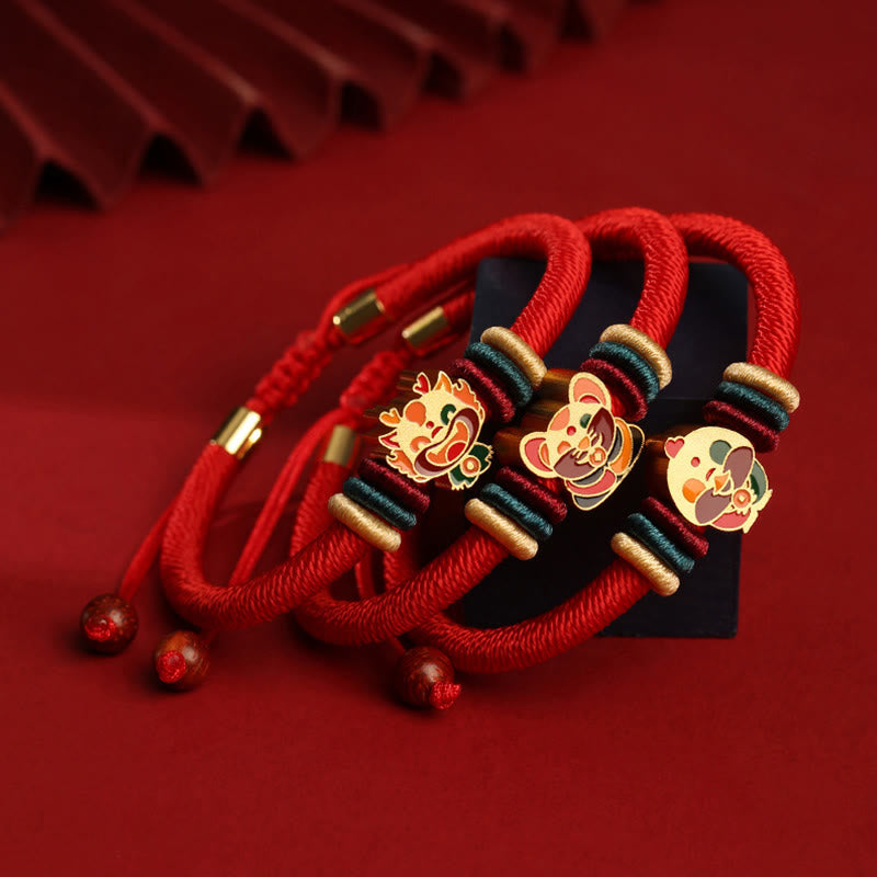 KarmaRipple's Handmade 925 Sterling Silver Year of the Dragon Cute Chinese Zodiac Fortune Woven Red Bracelet p22