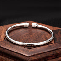 KarmaRipple's Heart Sutra Engraved Swastika Pattern Fortune Ivory Bronze Bracelet Bangle