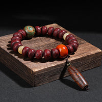 KarmaRipple's Tibet Bodhi Seed Dzi Bead Dancing Lion Fortune Bracelet Wrist Mala