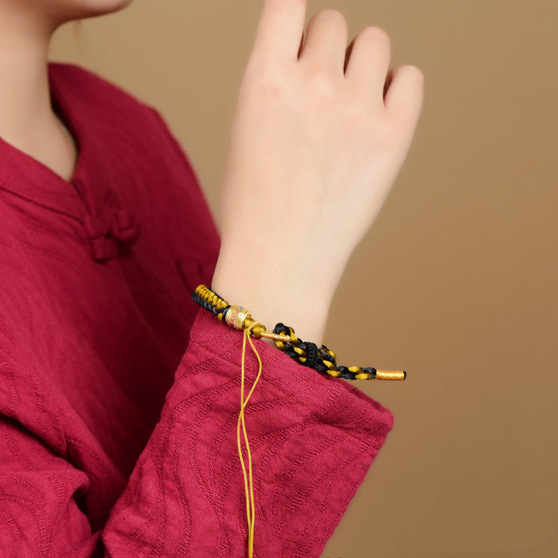 KarmaRipple's Handmade Tibetan Black Gold Dragon Scale Rope Om Mani Padme Hum Purity Bracelet p8