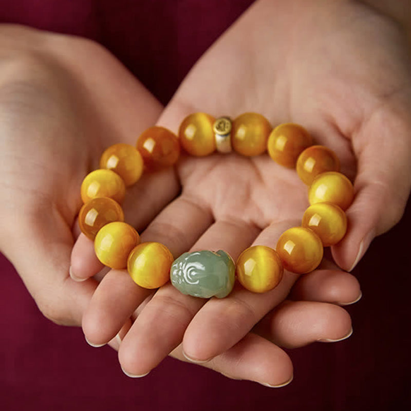 KarmaRipple's Chinese Zodiac Natal Buddha Tiger Eye Pixiu Jade Protection Bracelet p3
