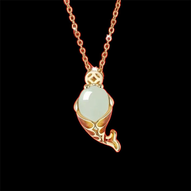 KarmaRipple's Chalcedony Fortune Koi Fish Wealth Bracelet Pendant Necklace p2