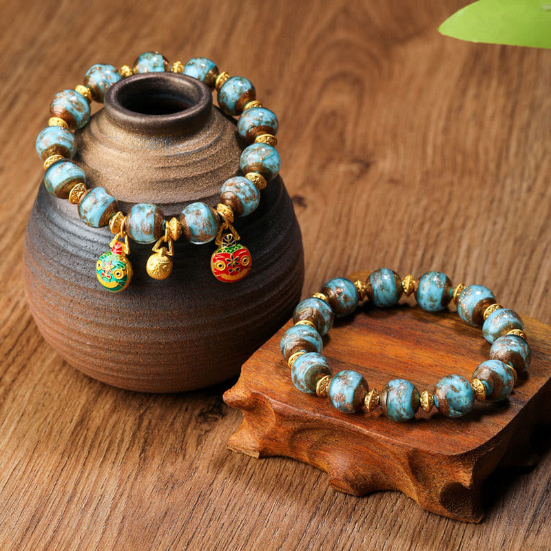 KarmaRipple's Gold Swallowing Beast Family Talisman Liuli Glass Bead Fortune Bracelet p17