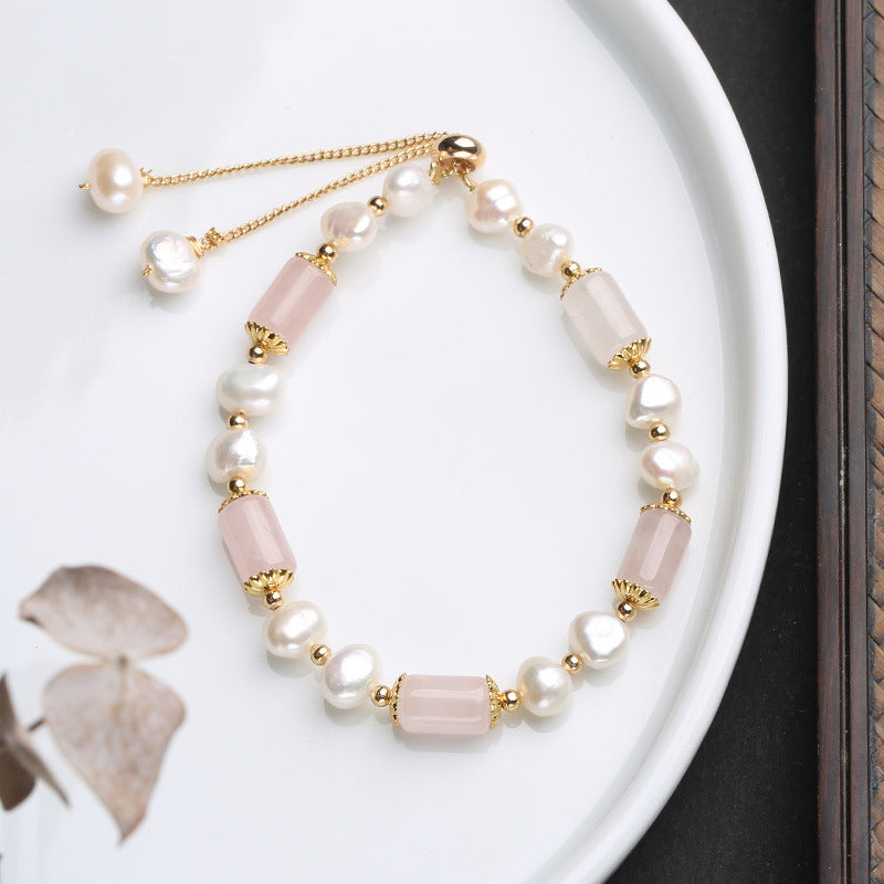 KarmaRipple's Green Aventurine Pearl Pink Gemstone Bead Fortune Bracelet p14