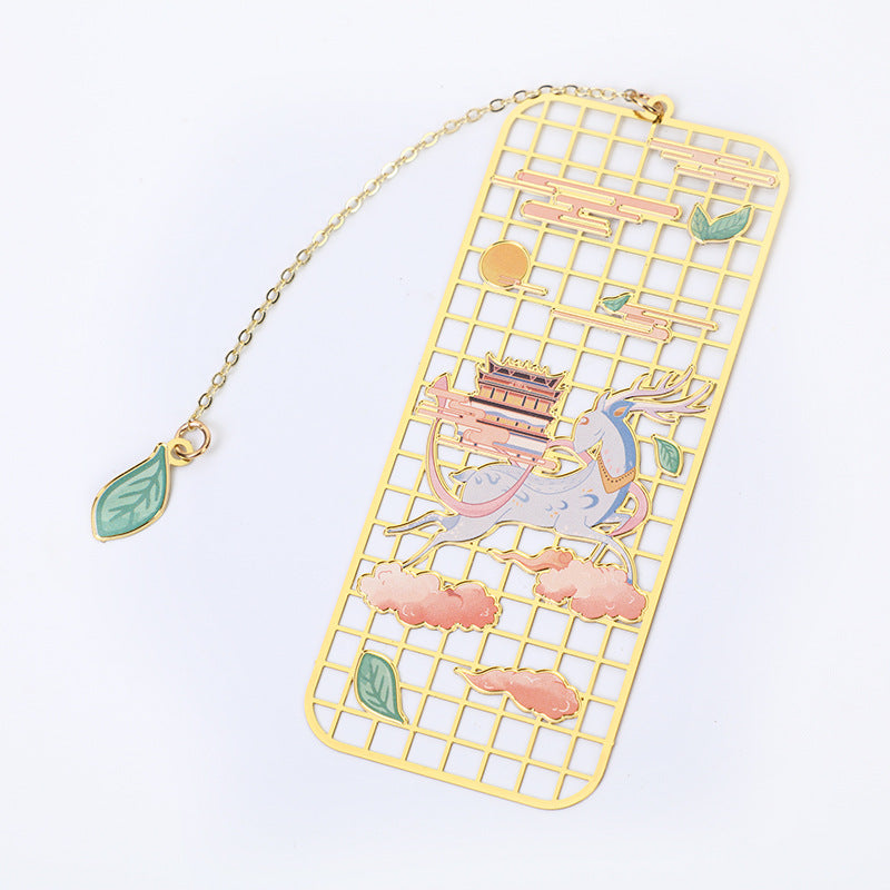 KarmaRipple's Elk Koi Fish Crane Nine Tailed Fox Metal Brass Hollow Bookmark p6