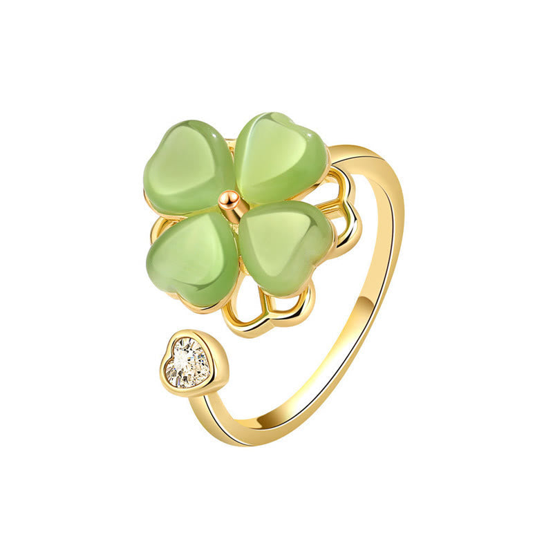 KarmaRipple's Cat's Eye Four Leaf Clover Zircon Love Rotatable Ring p9