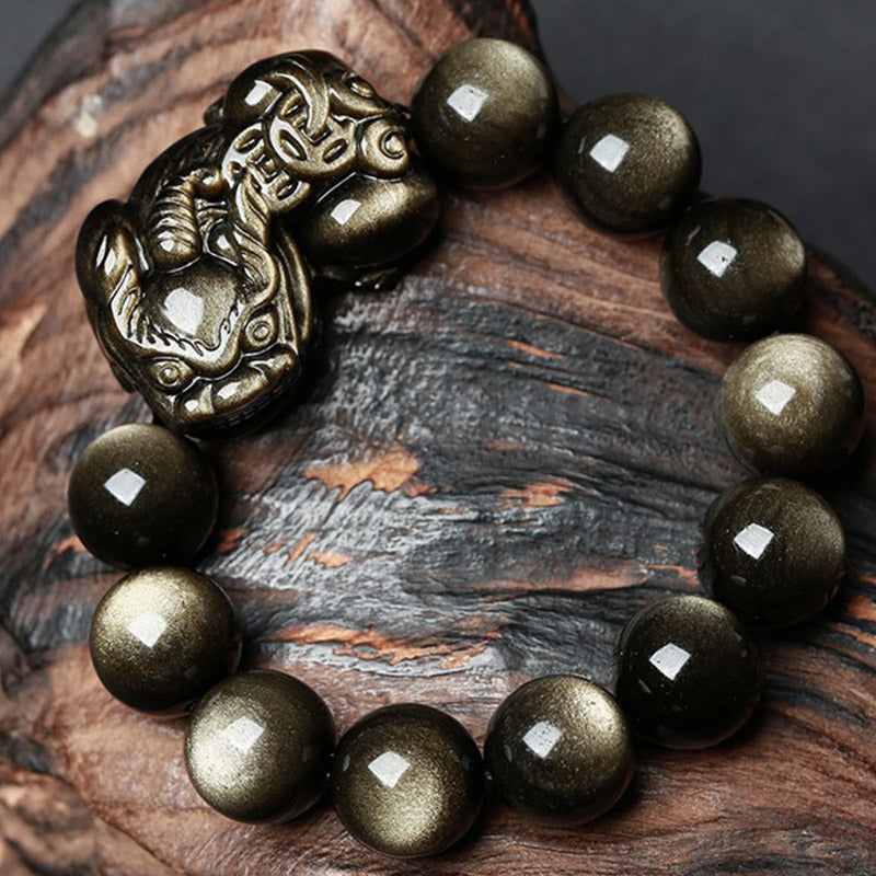KarmaRipple's FengShui PiXiu Golden Obsidian Protection Bracelet p7
