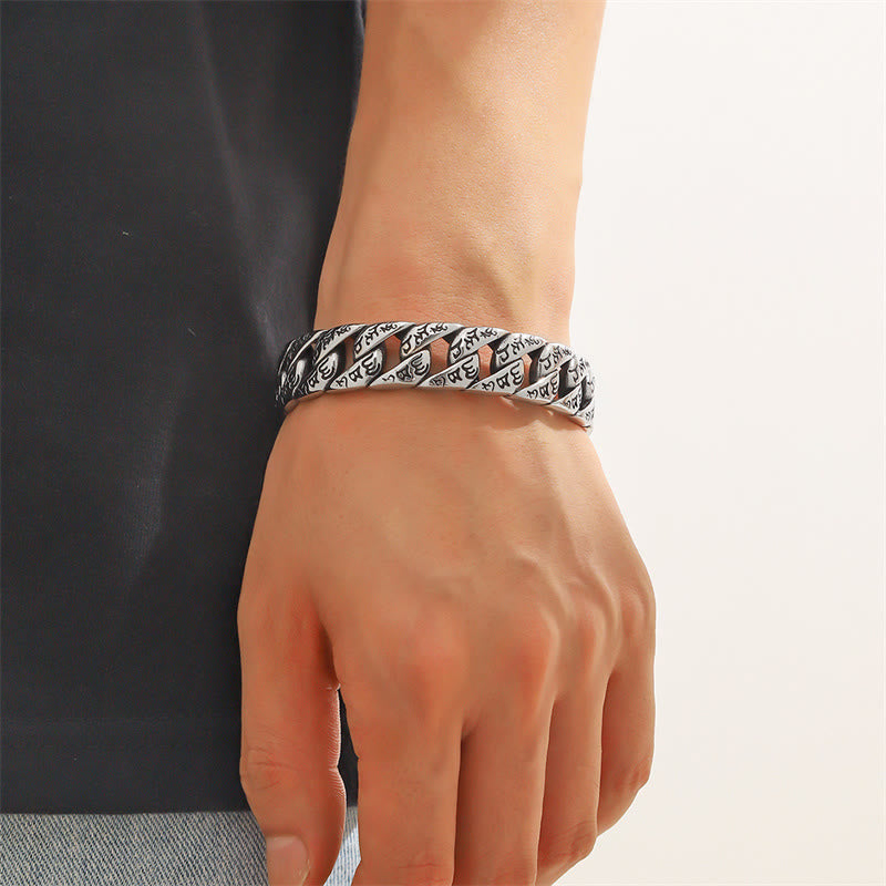 KarmaRipple's Tibetan Om Mani Padme Hum Mantra Titanium Steel Peace Cuf Bangle Bracelet p9