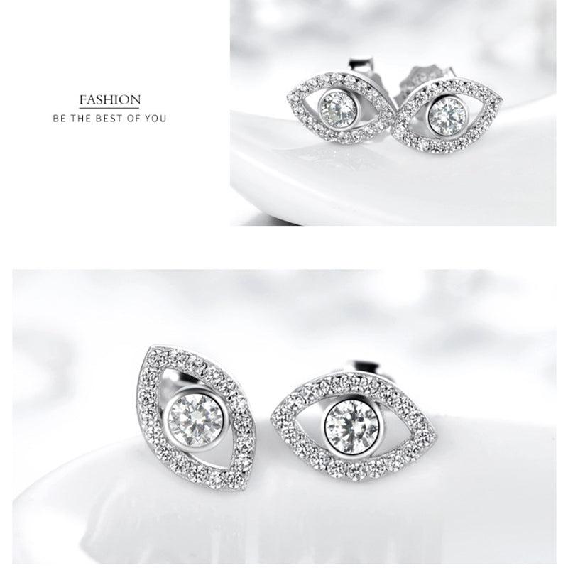 KarmaRipple's 925 Sterling Silver Evil Eye Symbol Protection Stud Earrings p5