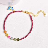 KarmaRipple's Garnet Tourmaline Butterfly Protection Bracelet Anklet