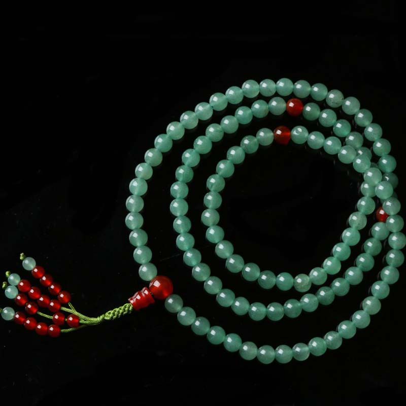 KarmaRipple's 108 Beadwork Green Aventurine Red Agate Fortune Mala Bracelet p11