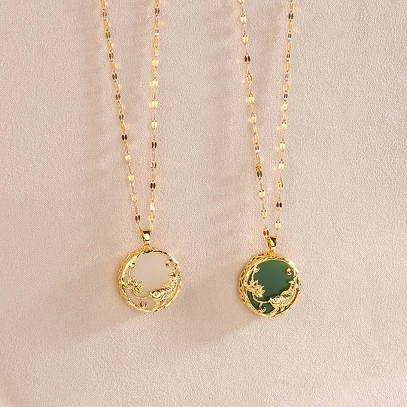 KarmaRipple's Authentic Jade Koi Fish Lotus Fortune Pendant Necklace p10