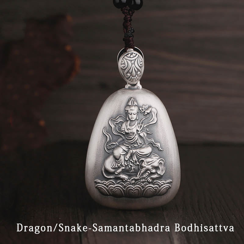 KarmaRipple's 999 Sterling Silver Chinese Zodiac Natal Buddha Heart Sutra Engraved Protection Pendant Necklace p29