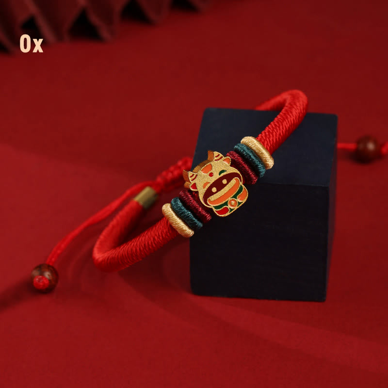 KarmaRipple's Handmade 925 Sterling Silver Year of the Dragon Cute Chinese Zodiac Fortune Woven Red Bracelet p3