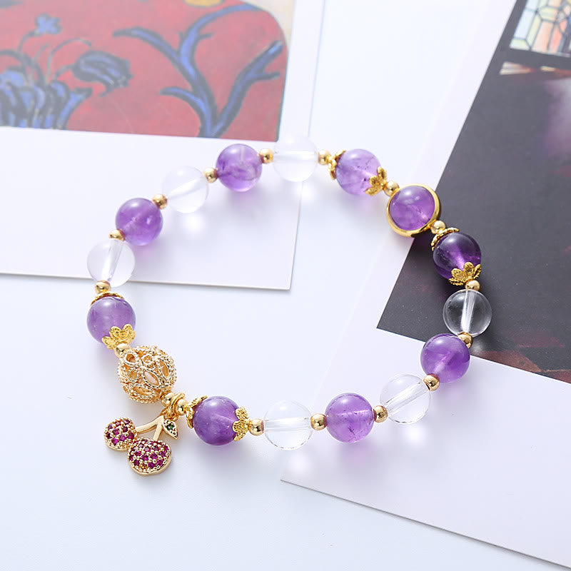 KarmaRipple's Authentic Amethyst Ivory Gemstone'sitive Cherry Talisman Bracelet p4