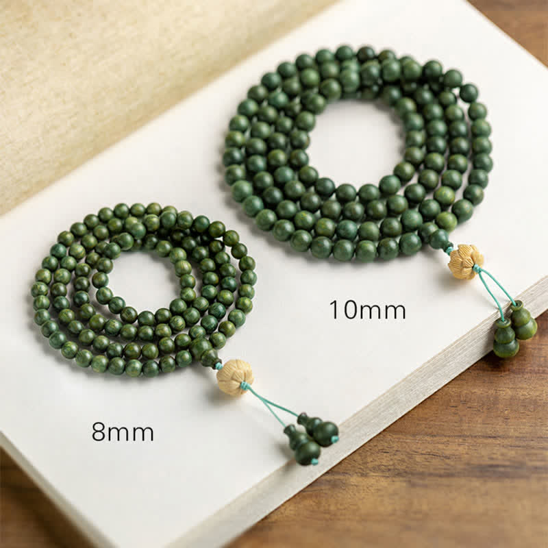 KarmaRipple's 108 Mala Beadwork Green Sandalwood Boxwood Lotus Positive Bracelet p20