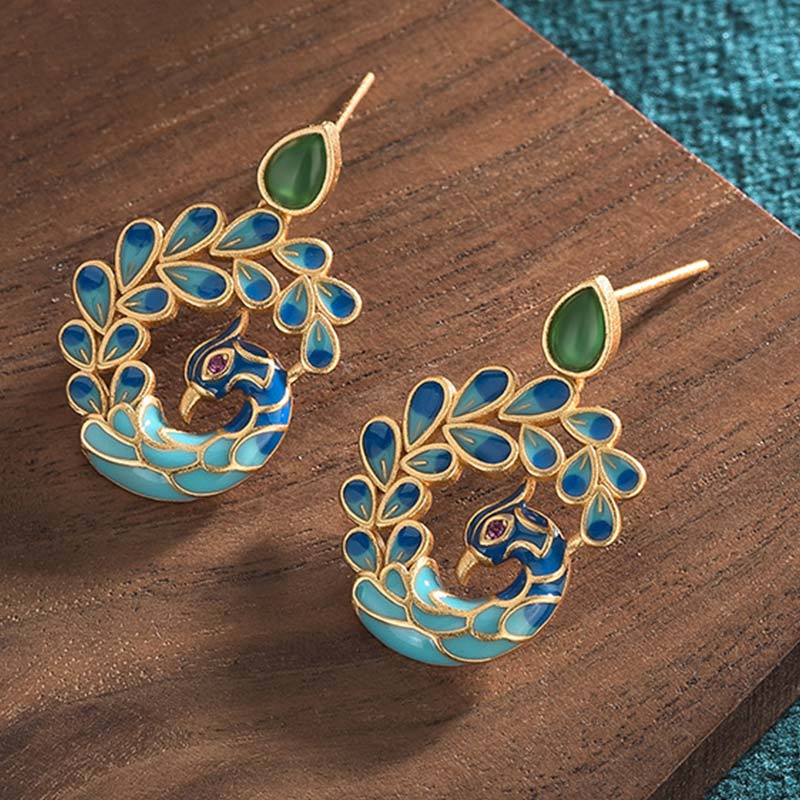 KarmaRipple's Authentic Ivory Peacock Green Agate Fortune Earrings p2