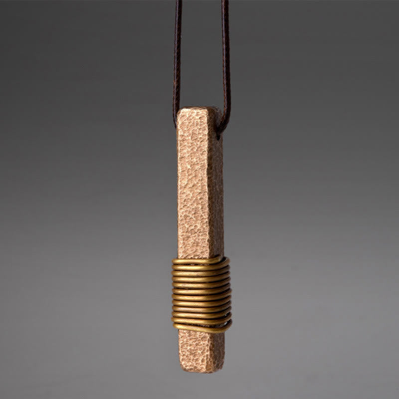 KarmaRipple's Vintage Textured Design Bronze Wealth Pendant Necklace p7