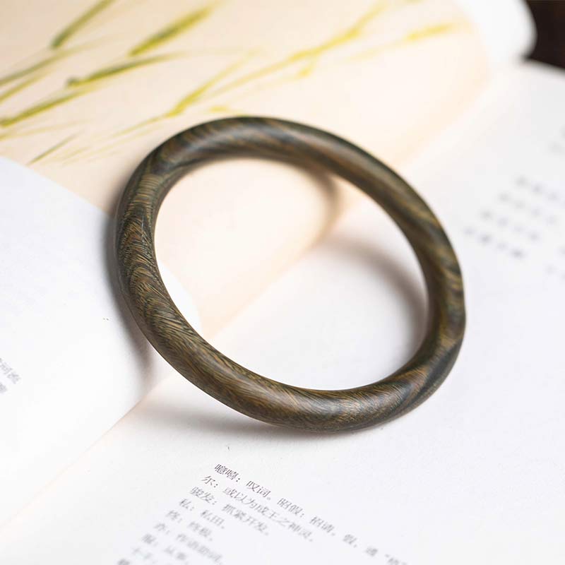 KarmaRipple's Tibetan Small Leaf Red Sandalwood Ebony Green Sandalwood Protection Bracelet Bangle p44
