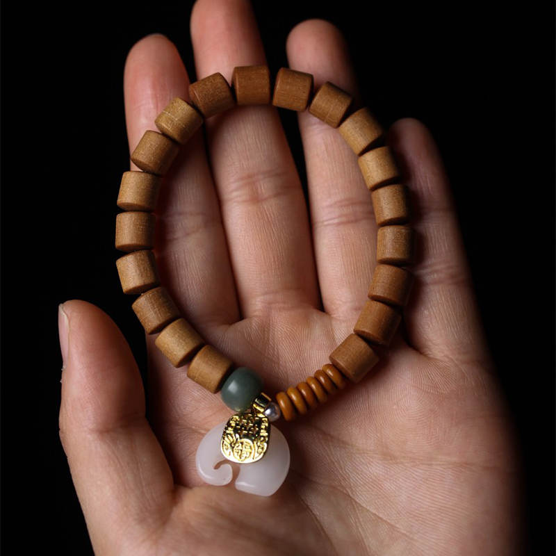 KarmaRipple's Sandalwood Jade Elephant Protection Bracelet p5