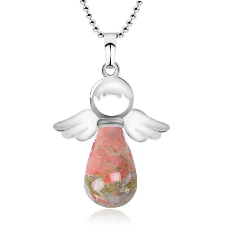 KarmaRipple's Little Angel Wings Authentic Gemstone Fortune Pendant Necklace p49