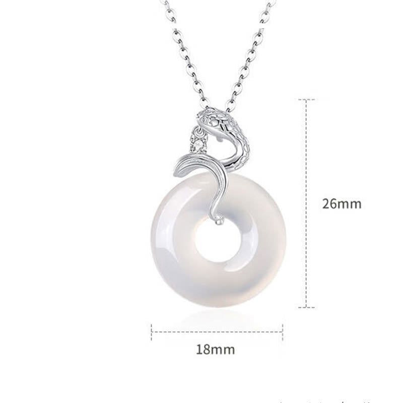 KarmaRipple's 925 Sterling Silver Chalcedony Peace Buckle Year Of The Snake Balance Pendant Necklace p3