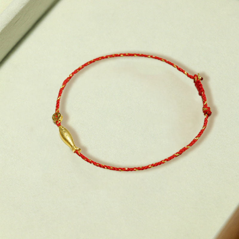 KarmaRipple's 14K Gold Plated Koi Fish Fortune Wealth Woven Bracelet p14