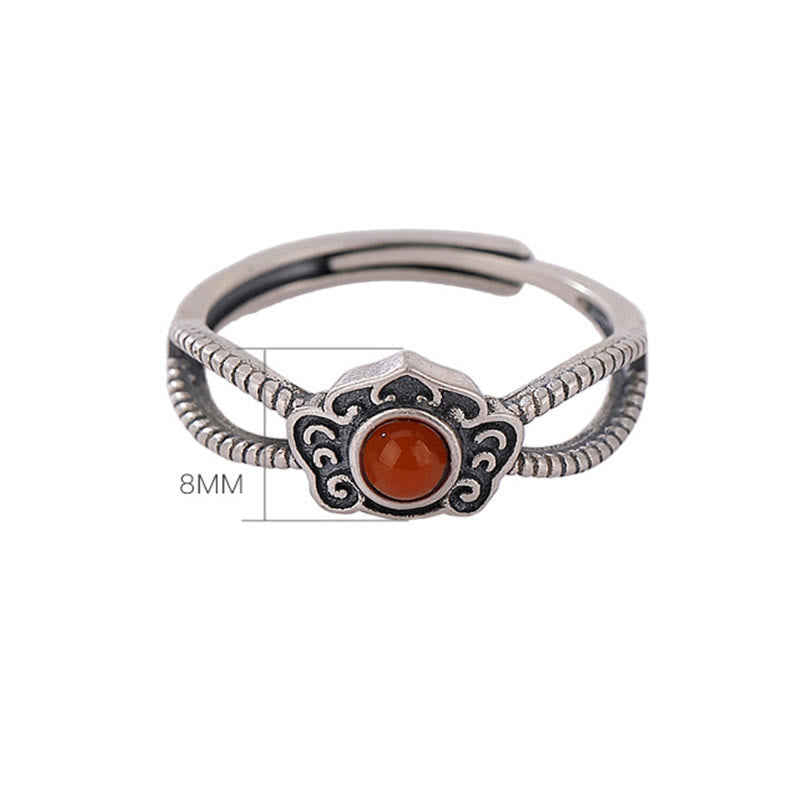 KarmaRipple's 925 Sterling Silver Red Agate Bead Logical Thinking Ring p8