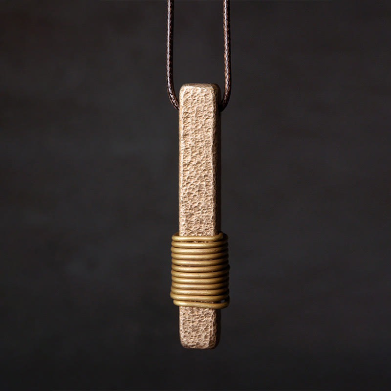 KarmaRipple's Vintage Textured Design Bronze Wealth Pendant Necklace p2