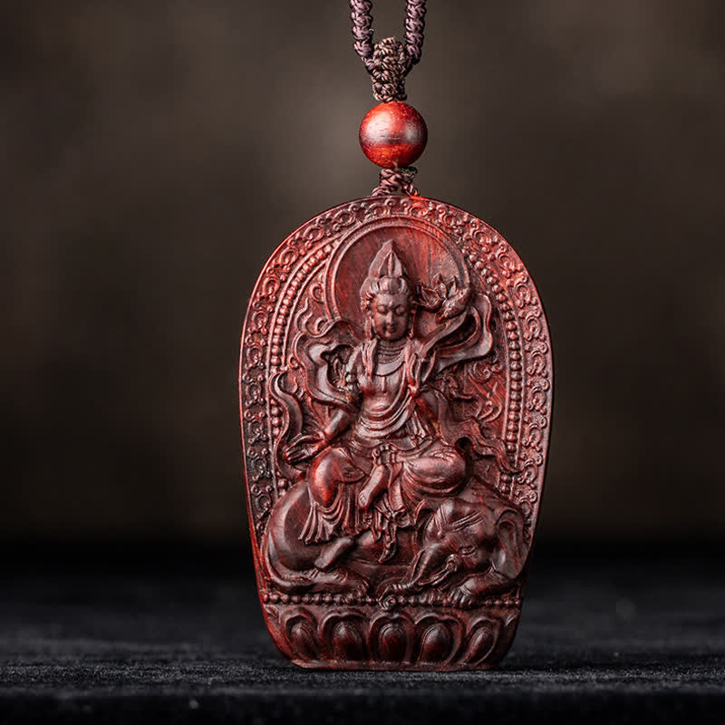 KarmaRipple's Chinese Zodiac Natal Buddha Small Leaf Red Sandalwood Lotus Protection Pendant Necklace p4