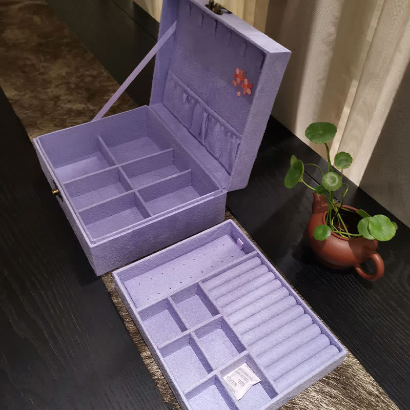 KarmaRipple's Purple Phoenix Jewelry Box Organizer Two-Layer Jewelry Storage Box Flannel Box p5