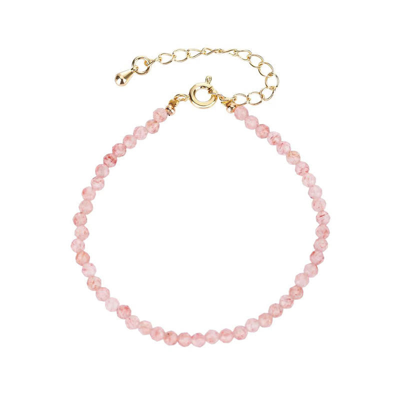 KarmaRipple's Strawberry Quartz Prehnite Peridot Lazurite Pink Gemstone Tourmaline Balancing Chain Bracelet p13